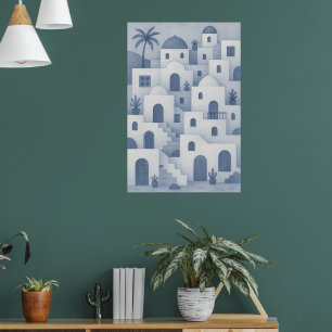 Mittelmeer-Dorf-Wandkunst – Küstencharme Poster