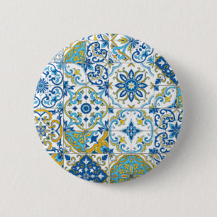 Mittelmeer-Farbtöne/ Azulejo-Fliesen Button