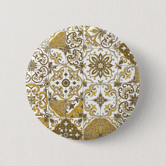 Mittelmeer-Farbtöne/ Azulejo-Fliesen Button (Vorderseite)