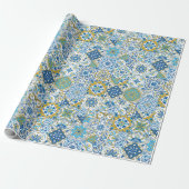 Mittelmeer-Farbtöne/ Azulejo-Fliesen Geschenkpapier (Ungerollt)