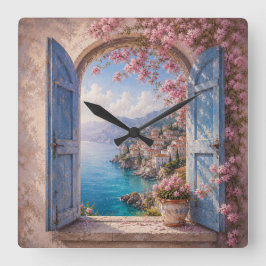 Mittelmeer-Fenster-Wanduhr Quadratische Wanduhr