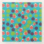 Mittelmeer Fig Summer Fruchtmuster Glasuntersetzer (Vorderseite)