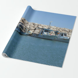Mittelmeer-Fischerboote in Blaumeer-Design Geschenkpapier