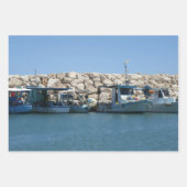 Mittelmeer-Fischerboote in Blaumeer-Design Geschenkpapier Set (Vorderseite 3)