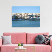 Mittelmeer-Fischerboote in Blaumeer-Design Leinwanddruck (Insitu (Wohnzimmer))