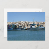 Mittelmeer-Fischerboote in Blaumeer-Design Postkarte (Vorne/Hinten)