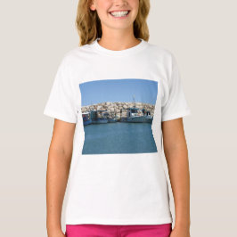 Mittelmeer-Fischerboote in Blaumeer-Design T-Shirt