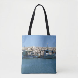 Mittelmeer-Fischerboote in Blaumeer-Design Tasche