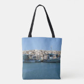 Mittelmeer-Fischerboote in Blaumeer-Design Tasche (Rückseite)