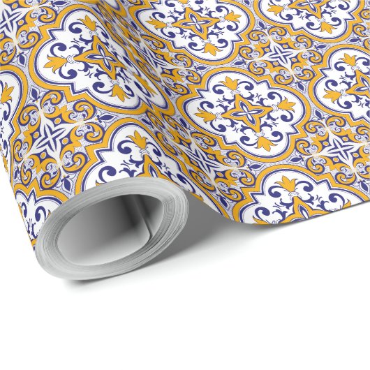 Mittelmeer-Fliese Elegant Boho Geschenkpapier (Rolleneckpunkt)