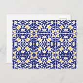 Mittelmeer Fliesen Blau-Gelb Muster Feiertagspostkarte (Vorne/Hinten)