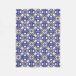 Mittelmeer Fliesen Blau-Gelb Muster Fleecedecke