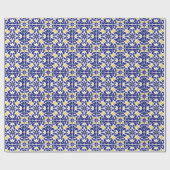 Mittelmeer Fliesen Blau-Gelb Muster Geschenkpapier (Flach)