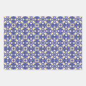 Mittelmeer Fliesen Blau-Gelb Muster Geschenkpapier Set (Vorderseite 2)