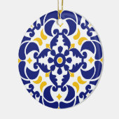 Mittelmeer Fliesen Blau-Gelb Muster Keramik Ornament (Links)