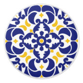 Mittelmeer Fliesen Blau-Gelb Muster Keramikknauf (Vorderseite)