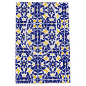 Mittelmeer Fliesen Blau-Gelb Muster Mittlere Geschenktüte (Vorderseite)