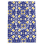 Mittelmeer Fliesen Blau-Gelb Muster Mittlere Geschenktüte (Rückseite)