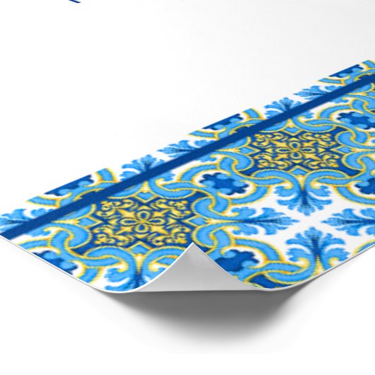 Mittelmeer Fliesen Datum Nacht Brautparty Poster (Ecke)