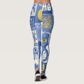 Mittelmeer-Fliesen-Limonen-Küstenmuster Leggings (Rückseite)
