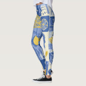 Mittelmeer-Fliesen-Limonen-Küstenmuster Leggings (Links)