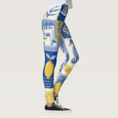 Mittelmeer-Fliesen-Limonen-Küstenmuster Leggings (Rechts)