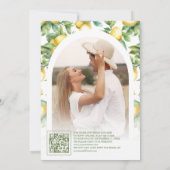 Mittelmeer-Fliesen-Limonen-QR-Code-Foto-Hochzeit Einladung (Rückseite)
