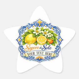 Mittelmeer-Fliesen-Limonie – Wasserfarben-Kunst mi Stern-Aufkleber
