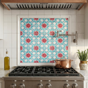 Mittelmeer-Fliesen mit geometrischem Blumenmuster Fliese