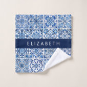 Mittelmeer-Fliesen, Portugal, Azulejo, Ihr Name Badhandtuch Set (Waschlappen)