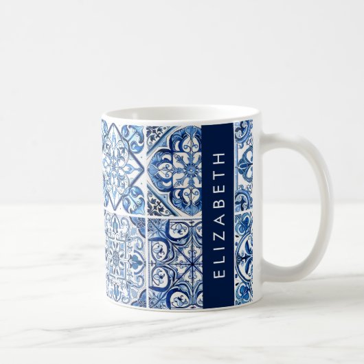 Mittelmeer-Fliesen, Portugal, Azulejo, Ihr Name Kaffeetasse (Rechts)