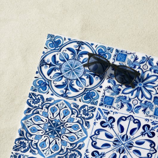 Mittelmeer-Fliesen, Portugal, Azulejo, Ihr Name Strandtuch (Beispiel)