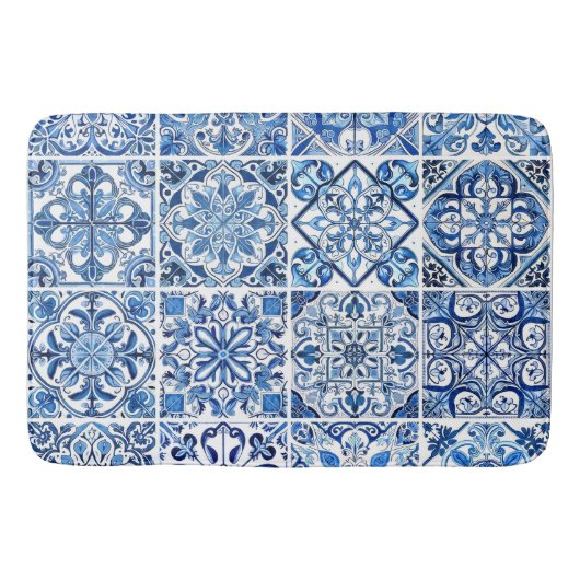 Mittelmeer-Fliesen, Portugal, Azulejo, Majolica Badematte (Vorderseite)