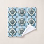 Mittelmeer-Fliesen, Portugal, Azulejo, Majolica Badhandtuch Set (Waschlappen)