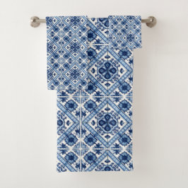 Mittelmeer-Fliesen, Portugal, Azulejo, Majolica Badhandtuch Set