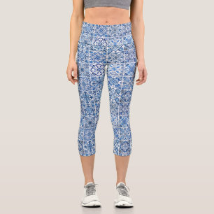 Mittelmeer-Fliesen, Portugal, Azulejo, Majolica Capri Leggings