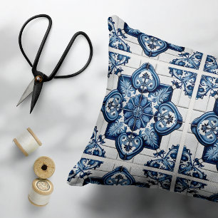 Mittelmeer-Fliesen, Portugal, Azulejo, Majolica Dekokissen