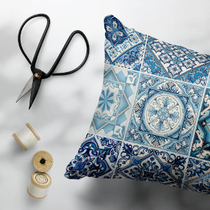 Mittelmeer-Fliesen, Portugal, Azulejo, Majolica Dekokissen