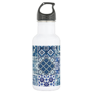Mittelmeer-Fliesen, Portugal, Azulejo, Majolica Edelstahlflasche