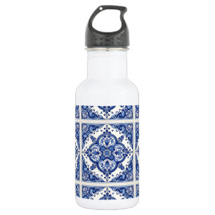 Mittelmeer-Fliesen, Portugal, Azulejo, Majolica Edelstahlflasche