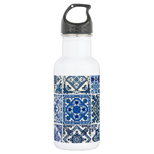 Mittelmeer-Fliesen, Portugal, Azulejo, Majolica Edelstahlflasche