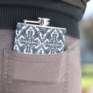 Mittelmeer-Fliesen, Portugal, Azulejo, Majolica Flachmann