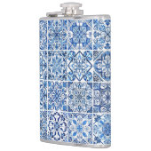 Mittelmeer-Fliesen, Portugal, Azulejo, Majolica Flachmann (Links)