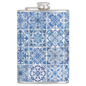 Mittelmeer-Fliesen, Portugal, Azulejo, Majolica Flachmann (Vorderseite)