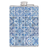 Mittelmeer-Fliesen, Portugal, Azulejo, Majolica Flachmann (Rückseite)