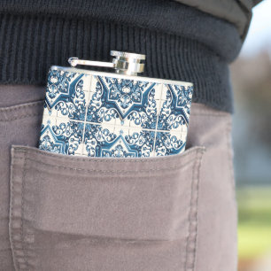 Mittelmeer-Fliesen, Portugal, Azulejo, Majolica Flachmann