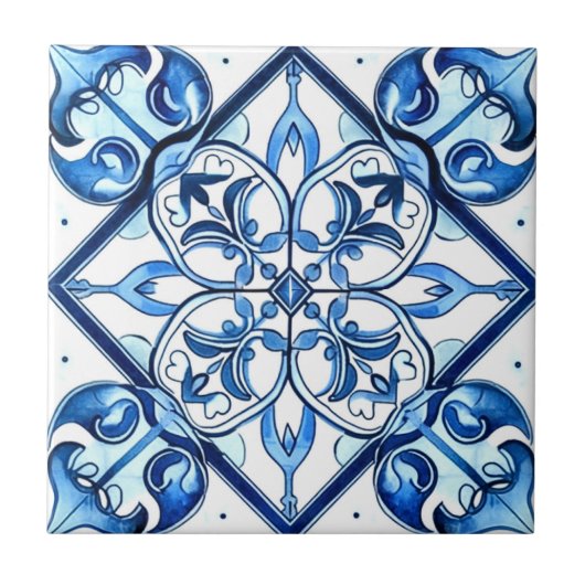 Mittelmeer-Fliesen, Portugal, Azulejo, Majolica Fliese (Vorderseite)