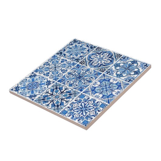 Mittelmeer-Fliesen, Portugal, Azulejo, Majolica Fliese (Seite)