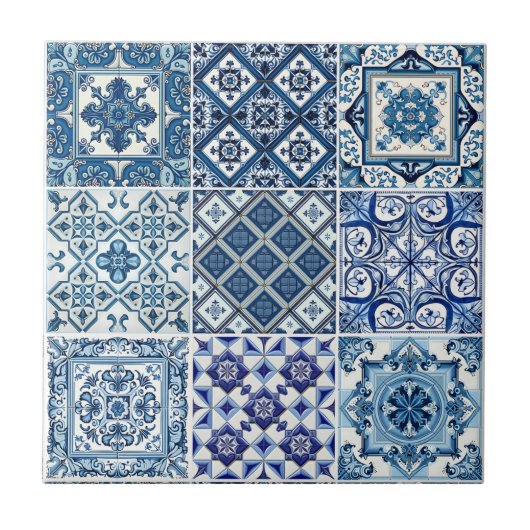 Mittelmeer-Fliesen, Portugal, Azulejo, Majolica Fliese (Vorderseite)