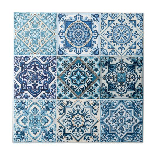 Mittelmeer-Fliesen, Portugal, Azulejo, Majolica Fliese (Vorderseite)